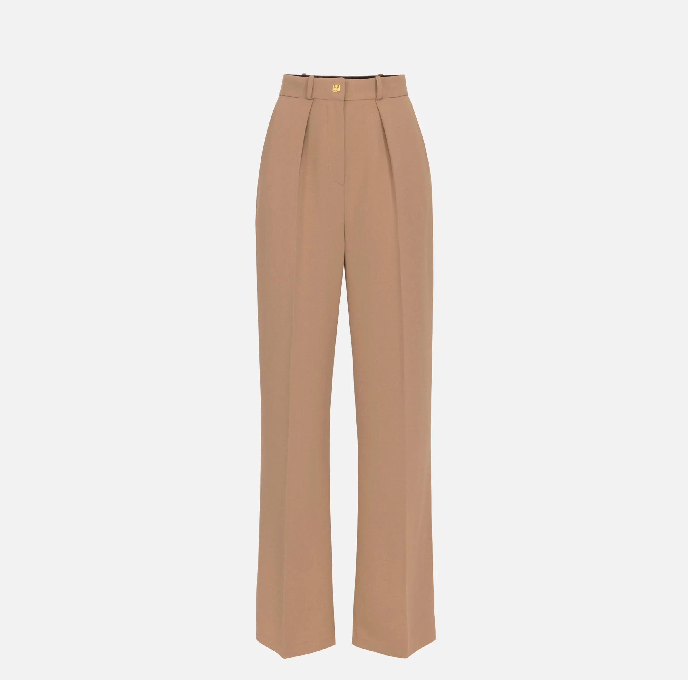 Pantalone dritto in crêpe fermo con rivetto stemma
