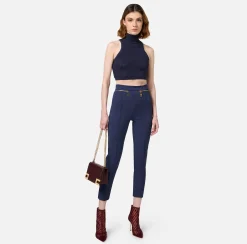 Pantalone dritto in crêpe con zip
