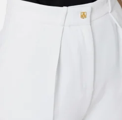 Pantalone dritto in crêpe fermo con rivetto stemma