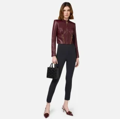 Pantalone dritto in crêpe stretch con zip