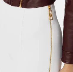 Pantalone dritto in crêpe stretch con zip