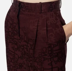Pantalone dritto in crêpe jaquard lettering