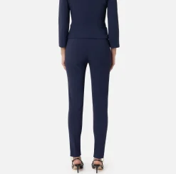 Pantalone dritto in crêpe stretch con zip