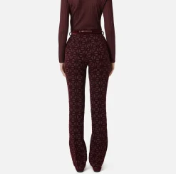 Pantalone dritto in crêpe flock con cintura
