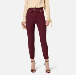 Pantalone dritto in crêpe stretch con rivetto logo