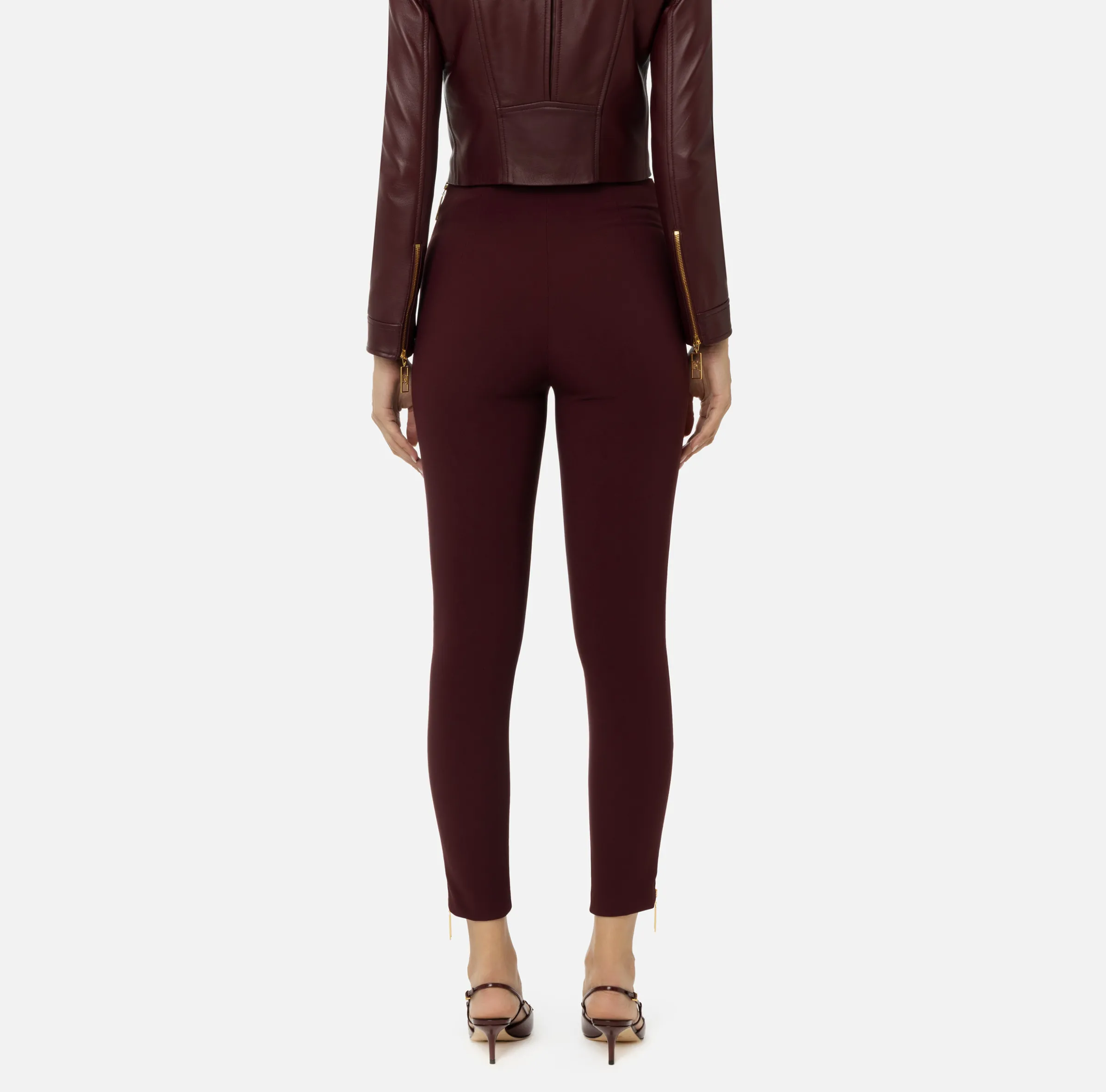 Pantalone dritto in crêpe stretch con zip
