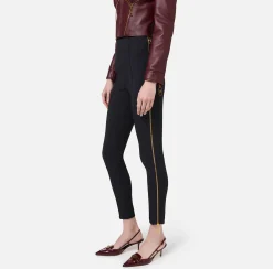 Pantalone dritto in crêpe stretch con zip