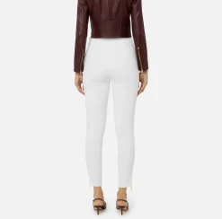 Pantalone dritto in crêpe stretch con zip