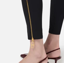 Pantalone dritto in crêpe stretch con zip