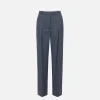 Pantalone dritto in fresco lana mélange con doppie pinces
