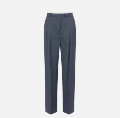 Pantalone dritto in fresco lana mélange con doppie pinces