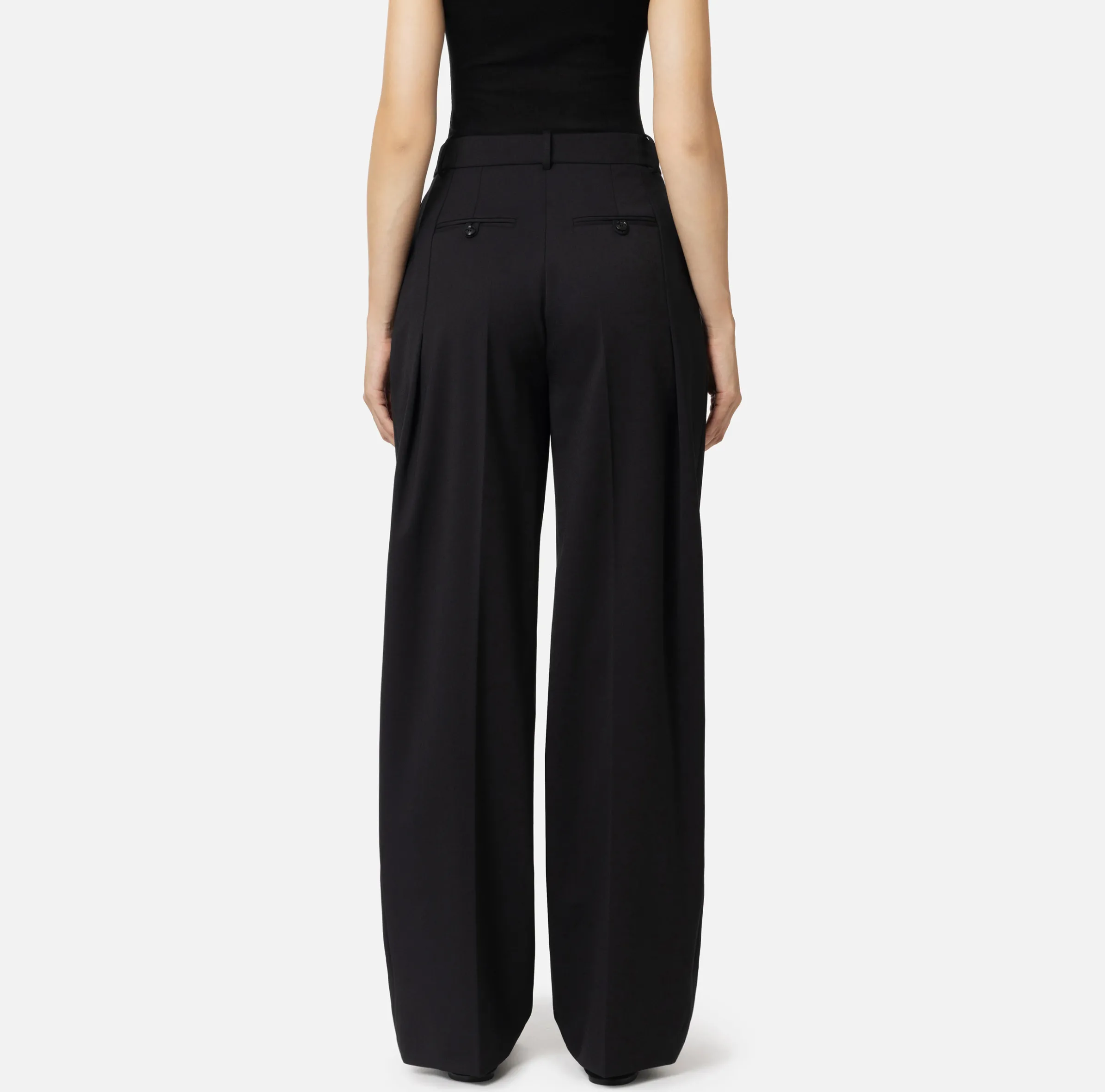 Pantalone dritto in fresco lana mélange con doppie pinces