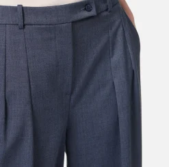 Pantalone dritto in fresco lana mélange con doppie pinces