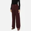 Pantalone dritto in satin con doppie pinces