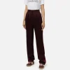 Pantalone dritto in satin con bande in raso