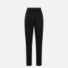 Pantalone dritto in satin con bande in raso
