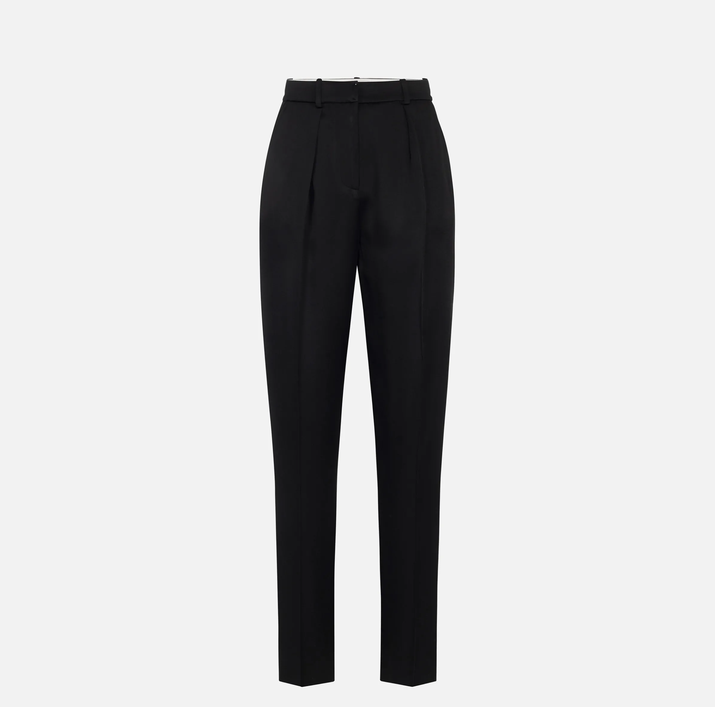 Pantalone dritto in satin con bande in raso