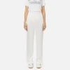 Pantalone dritto in satin con bande in raso