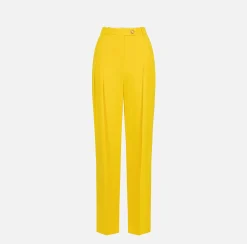 Pantalone dritto in satin con doppie pinces