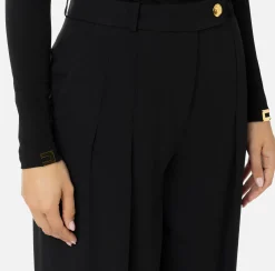 Pantalone dritto in satin con doppie pinces