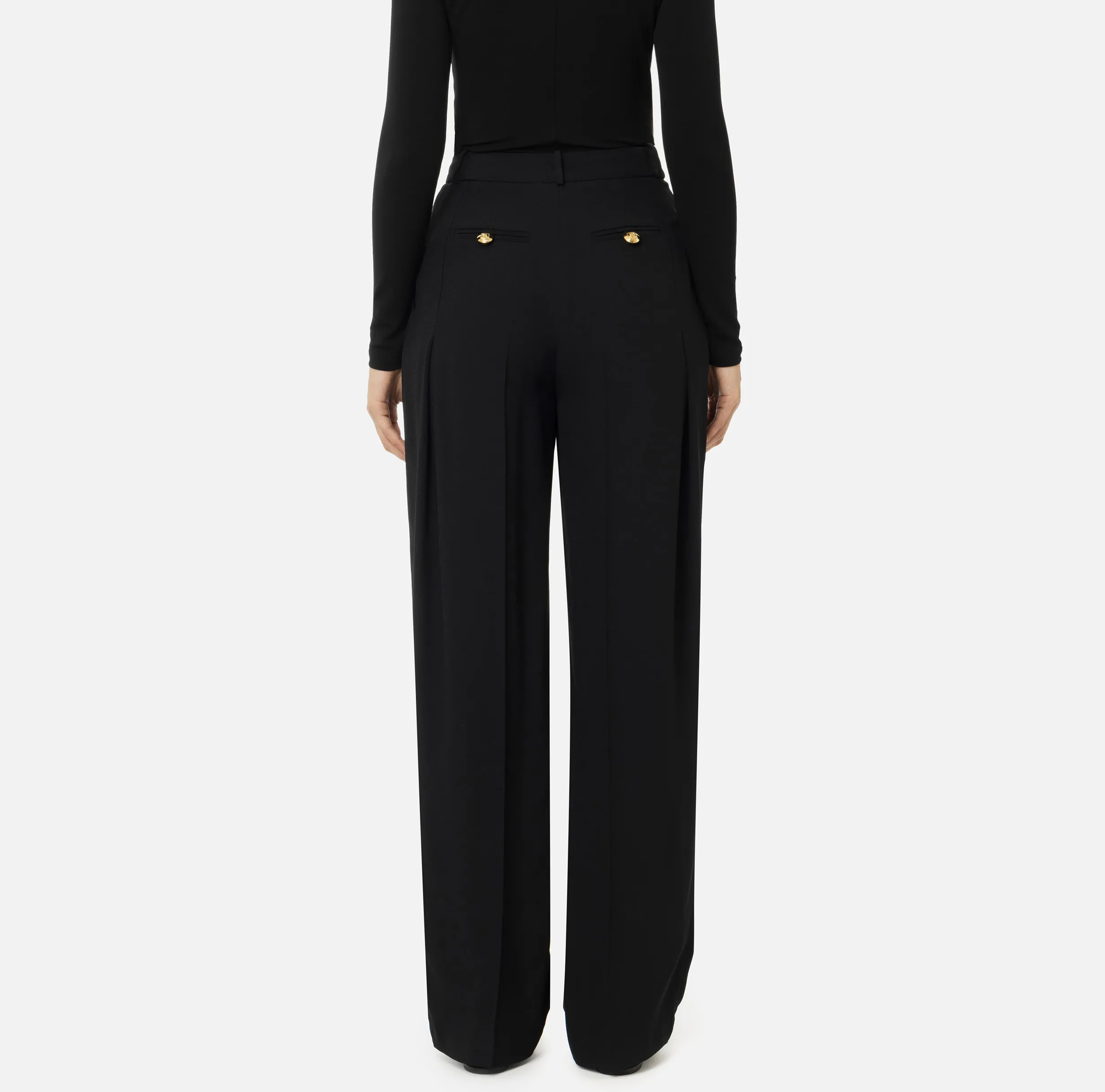 Pantalone dritto in satin con doppie pinces