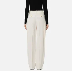 Pantalone dritto in satin con doppie pinces