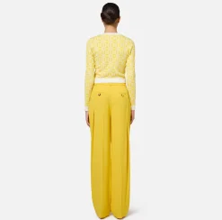 Pantalone dritto in satin con doppie pinces