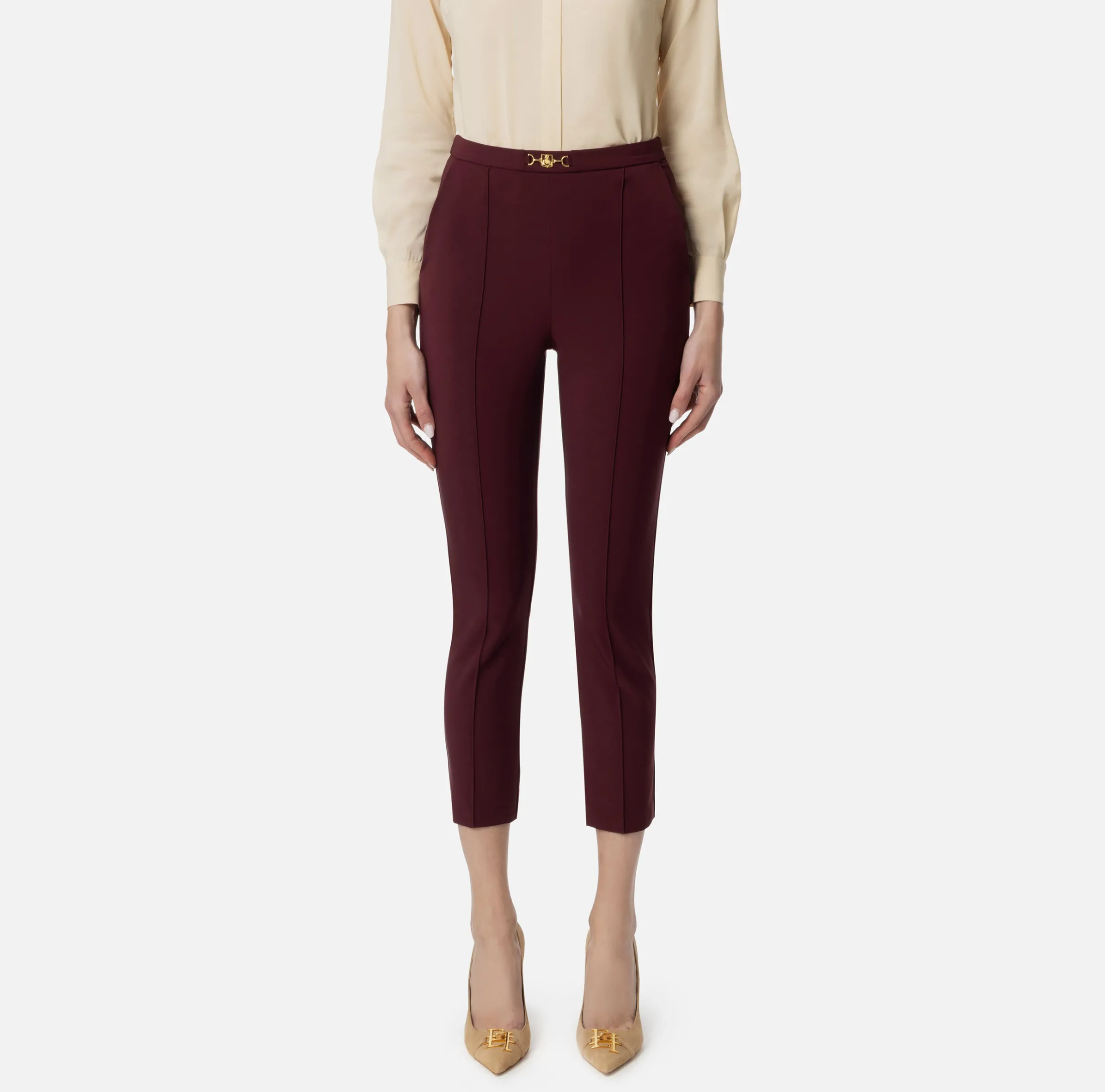 Pantalone dritto in tessuto tecnico con morsetto