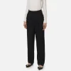 Pantalone gamba ampia con doppia pinces in fresco di lana stretch