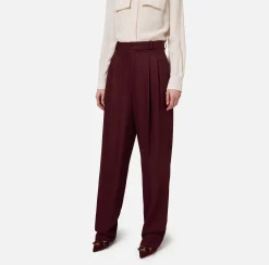 Pantalone gamba ampia con doppia pinces in fresco di lana stretch