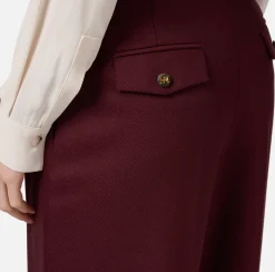 Pantalone gamba ampia con doppia pinces in fresco di lana stretch
