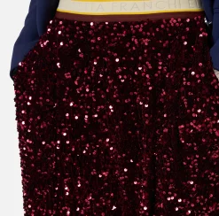 Pantalone in ciniglia ricamata con paillettes