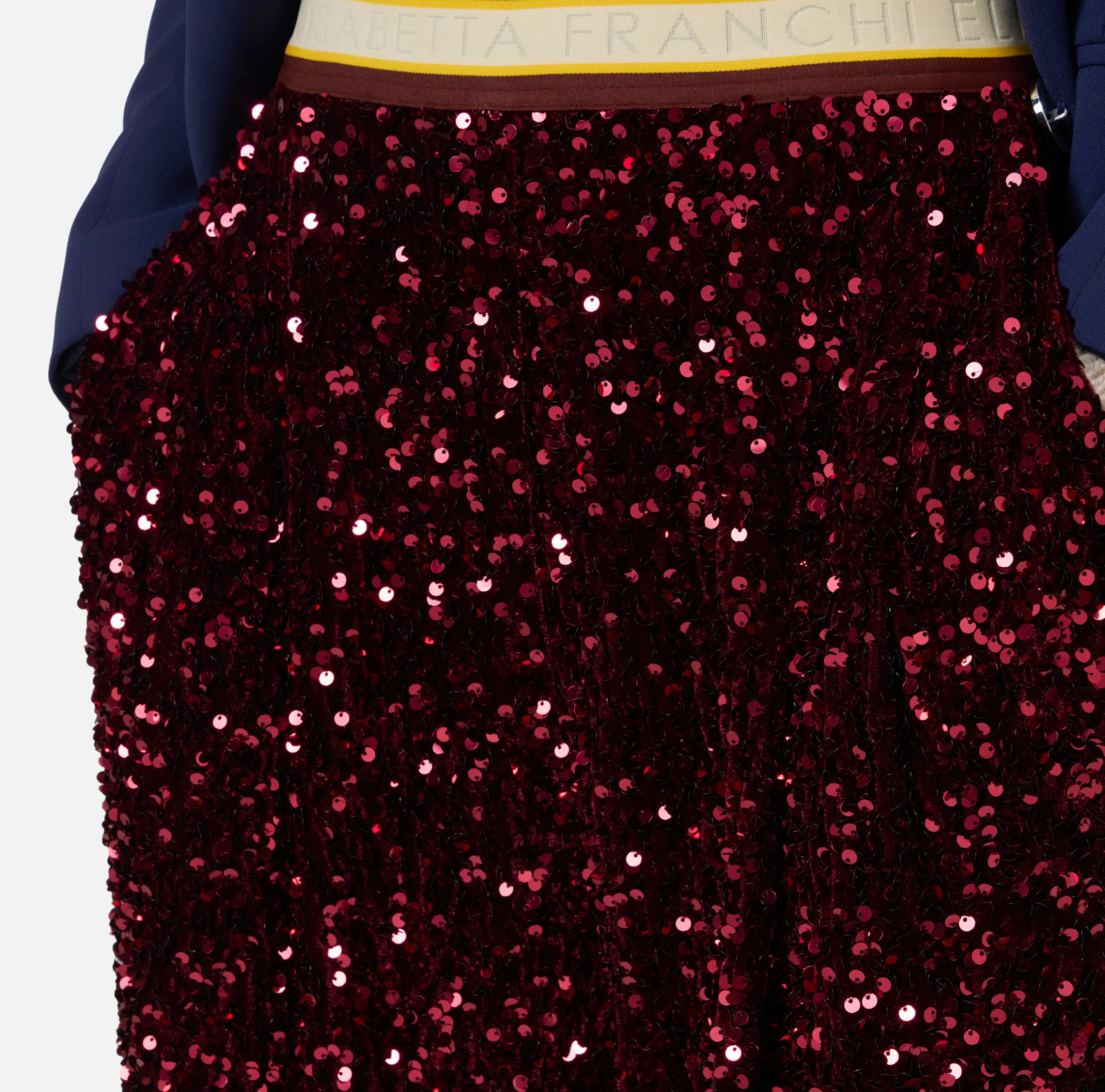 Pantalone in ciniglia ricamata con paillettes
