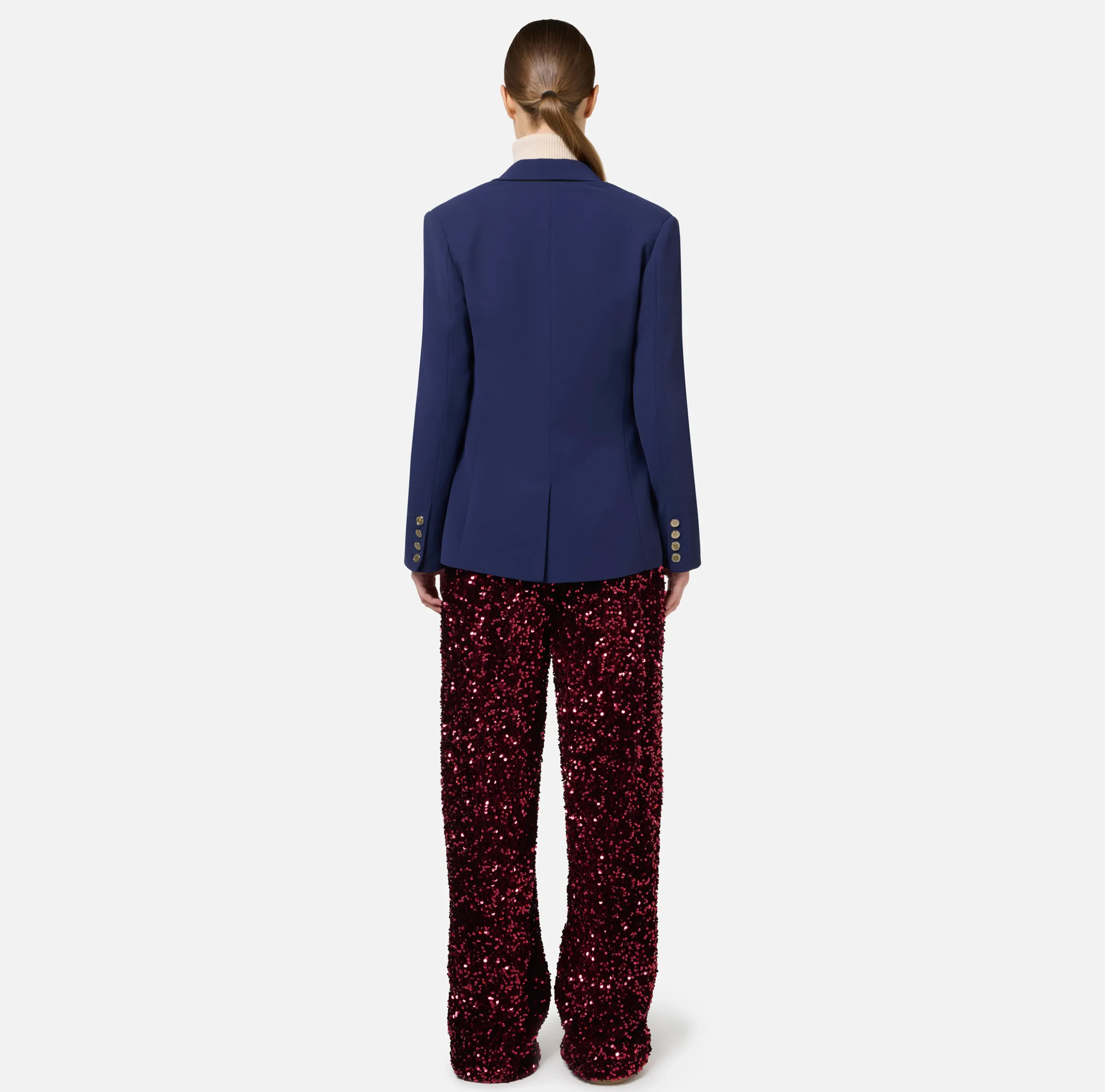 Pantalone in ciniglia ricamata con paillettes