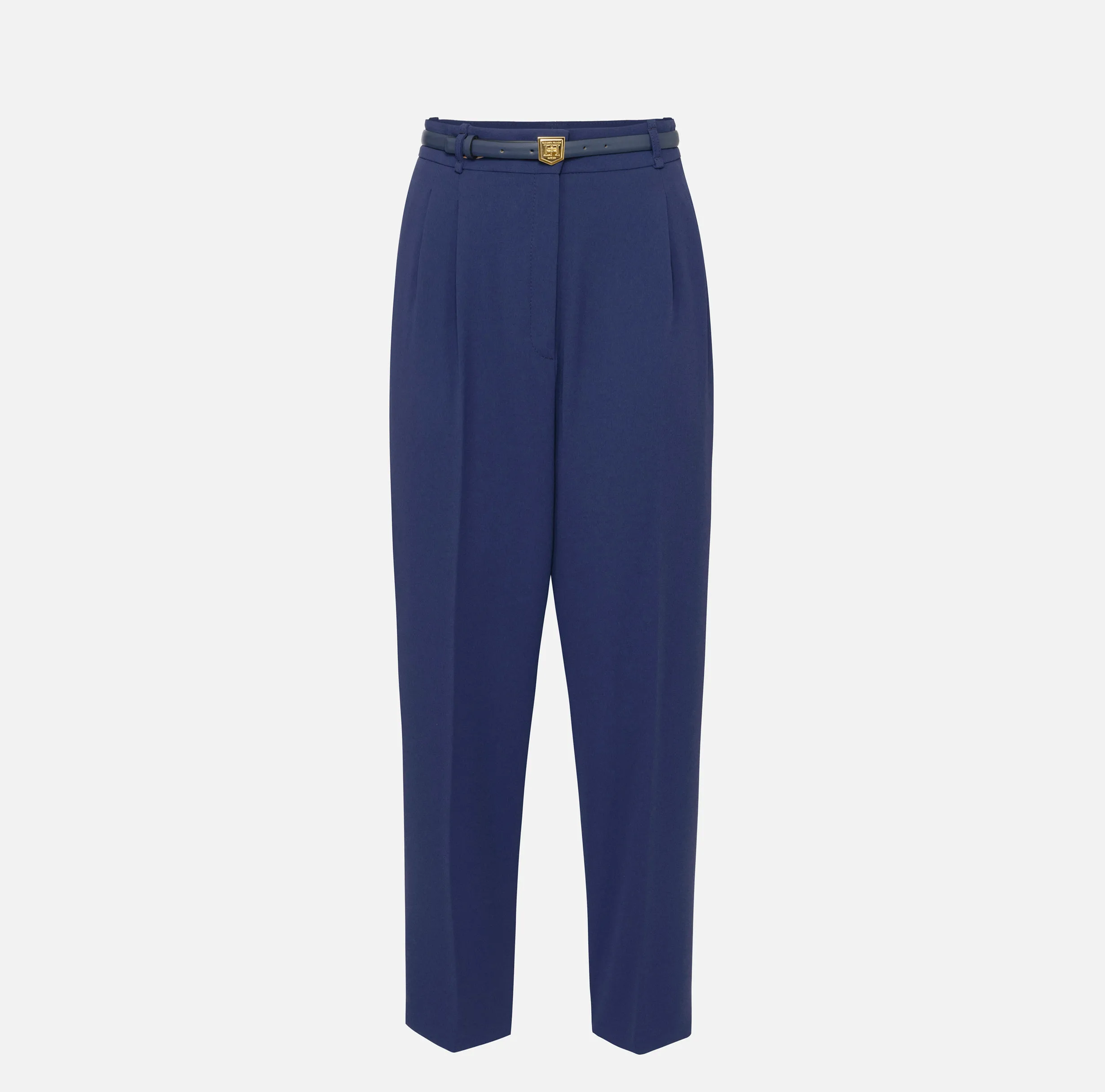 Pantalone in crêpe con cintura e ricamo
