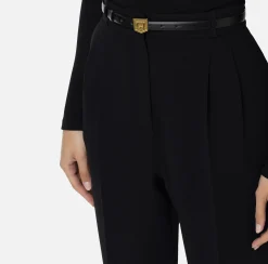 Pantalone in crêpe con cintura e ricamo