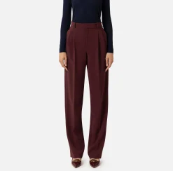 Pantalone in crêpe stretch con doppie pinces