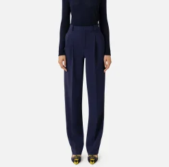 Pantalone in crêpe stretch con doppie pinces