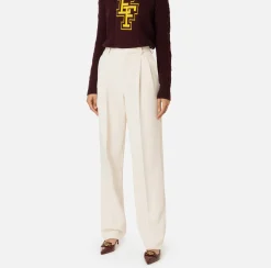 Pantalone in crêpe stretch con doppie pinces