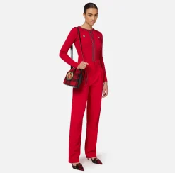 Pantalone in crêpe stretch con doppie pinces