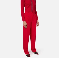Pantalone in crêpe stretch con doppie pinces