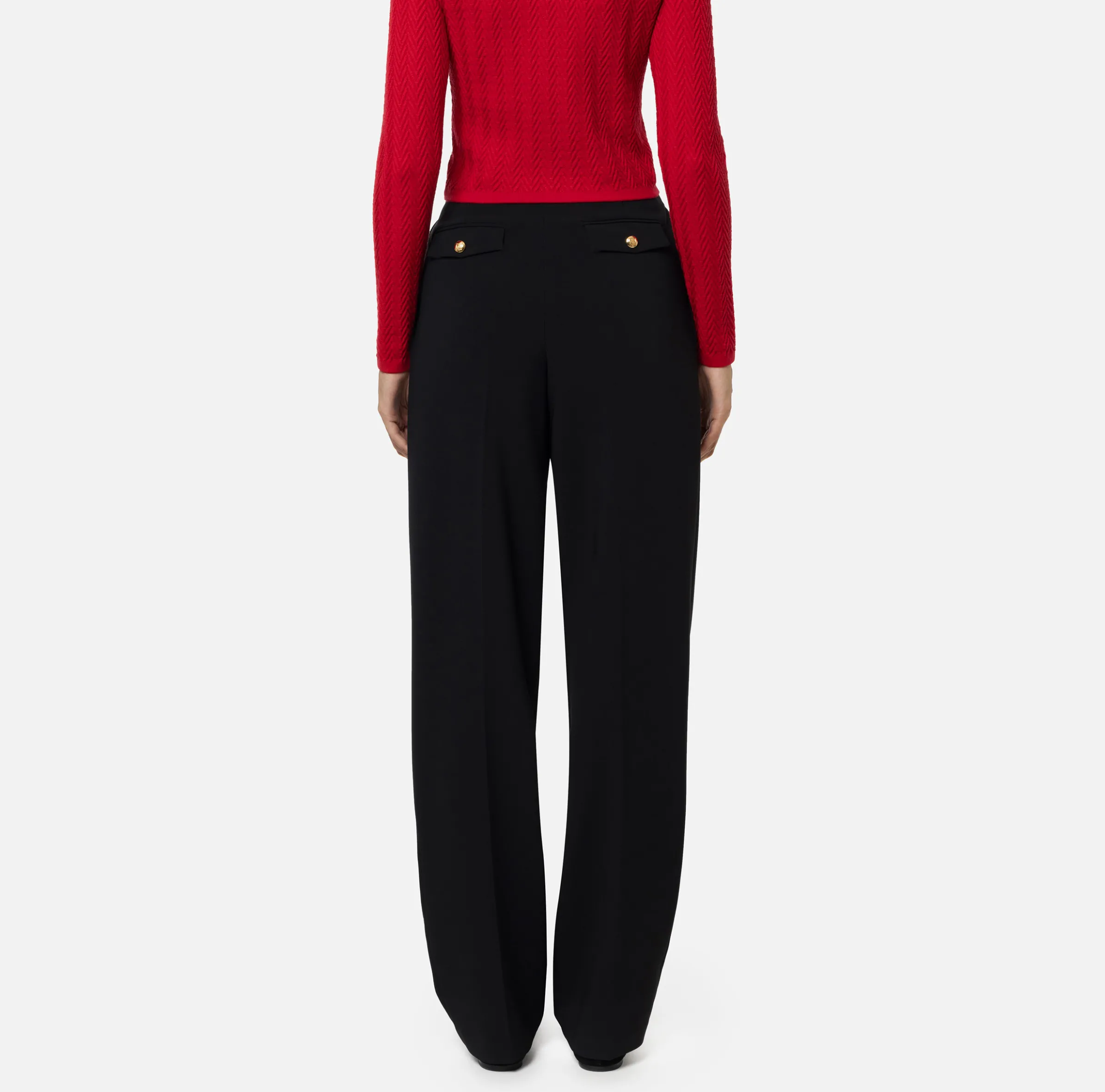 Pantalone in crêpe stretch con doppie pinces