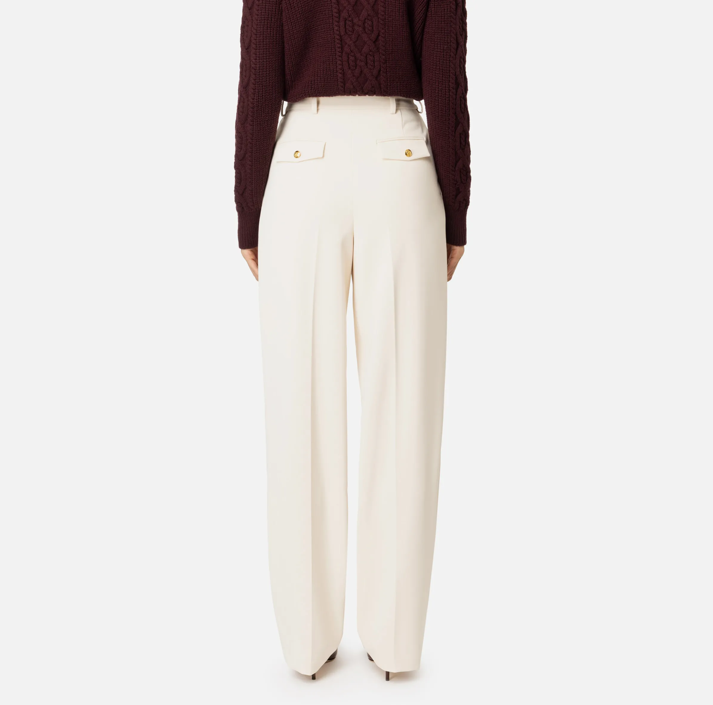 Pantalone in crêpe stretch con doppie pinces