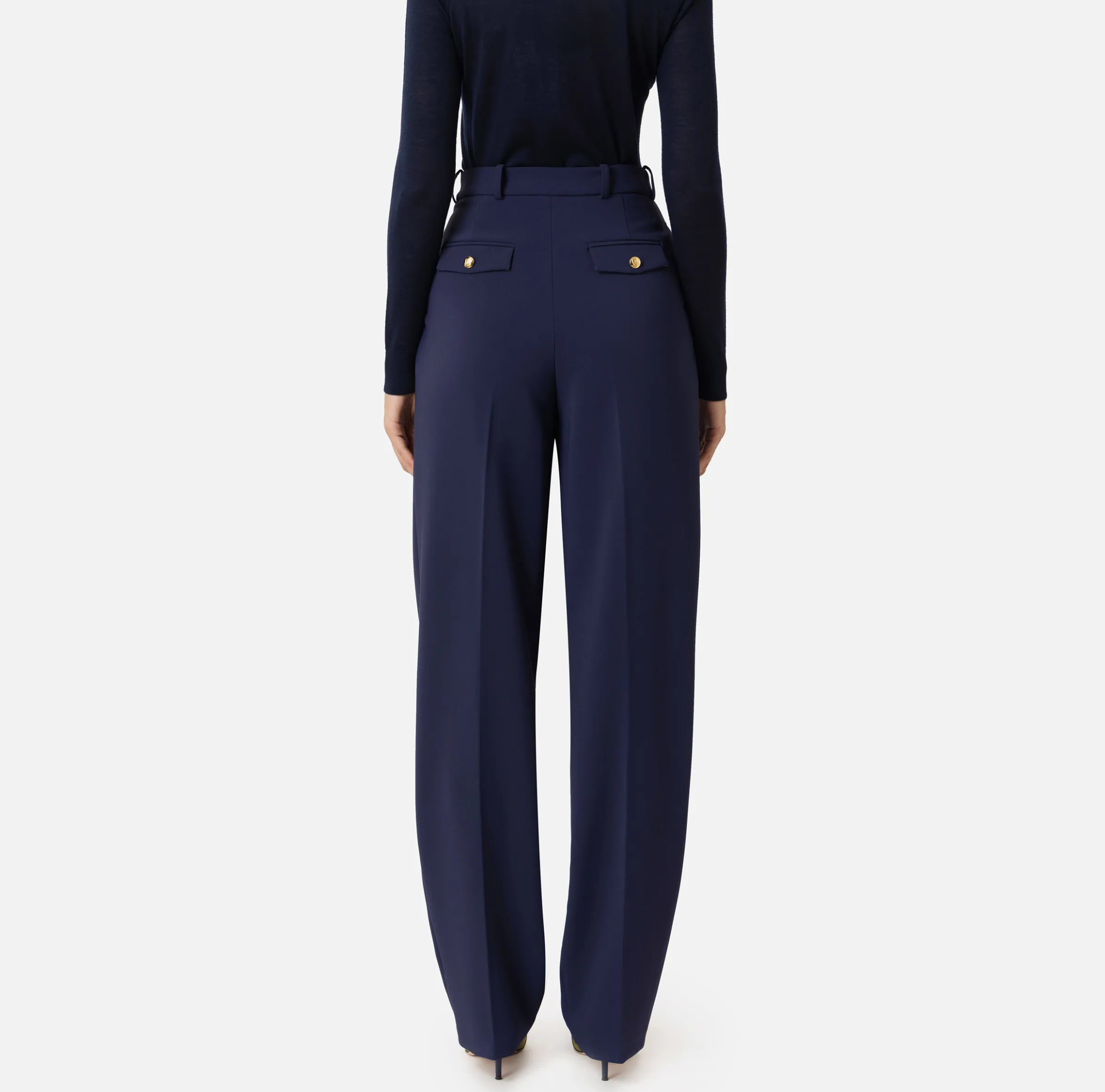 Pantalone in crêpe stretch con doppie pinces