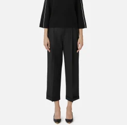 Pantalone in fresco lana con pinces e risvolto