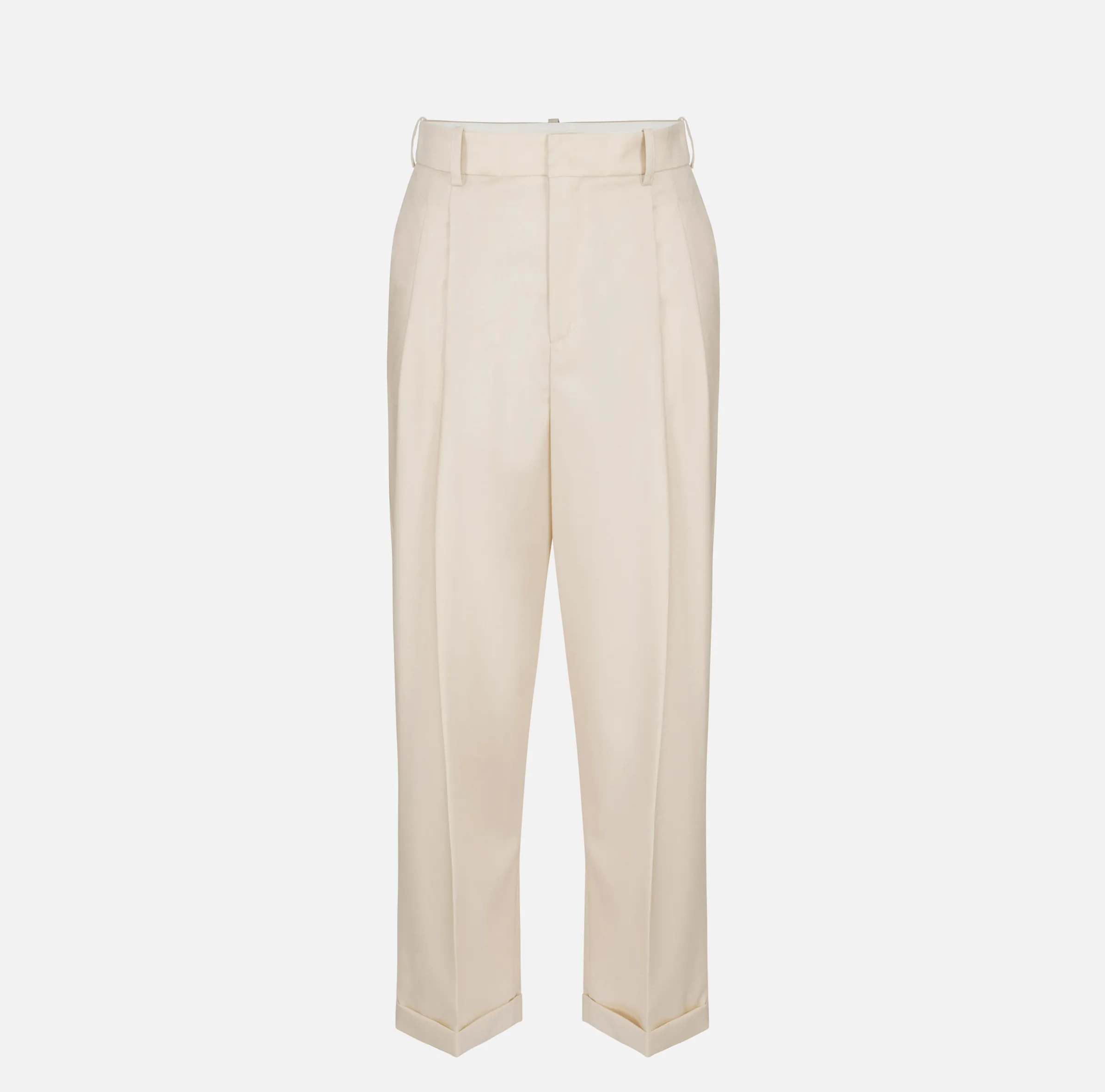 Pantalone in fresco lana con pinces e risvolto