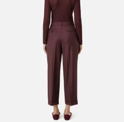 Pantalone in fresco lana con pinces e risvolto