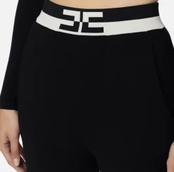 Pantalone jogger in viscosa con bande logo