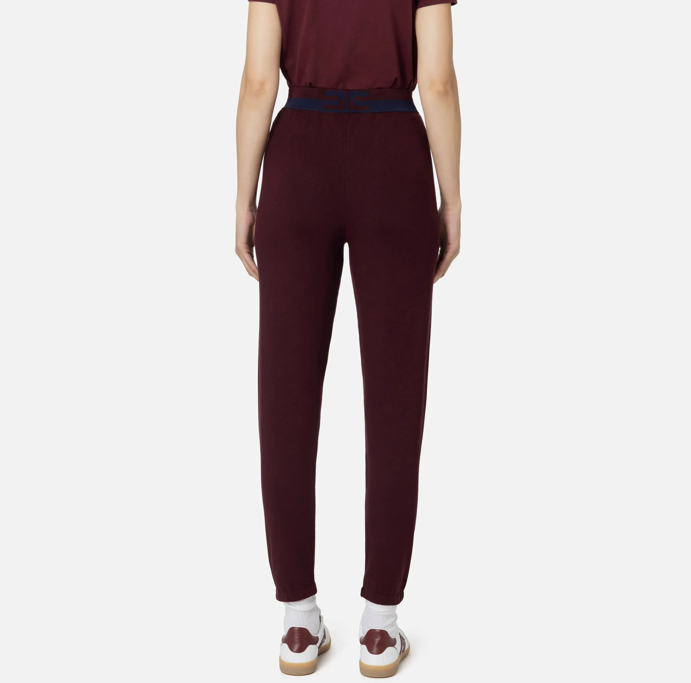 Pantalone jogger in viscosa con bande logo