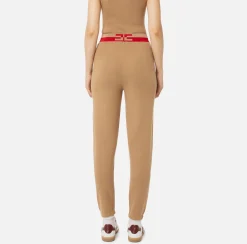 Pantalone jogger in viscosa con bande logo